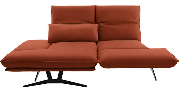 ECKSOFA in Echtleder Orange 130/210 cm - Gelb/Schwarz, Design, Leder/Metall (130/210cm) - Dieter Knoll