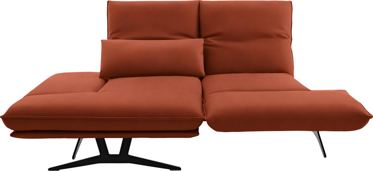 ECKSOFA in Echtleder Orange  130/210 cm  - Gelb/Schwarz, Design, Leder/Metall (130/210cm) - Dieter Knoll