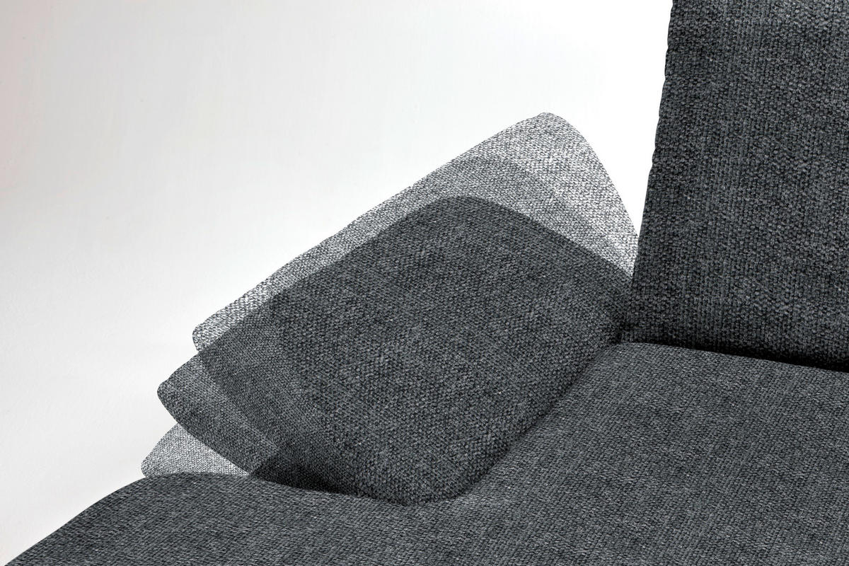 ECKSOFA in Flachgewebe Dunkelgrau  159/314 cm  - Dunkelgrau/Schwarz, Design, Holz/Textil (159/314cm) - Dieter Knoll