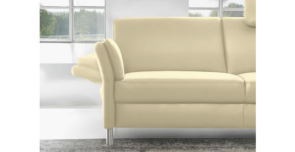3-SITZER-SOFA Latina in Echtleder Creme   - Creme/Alufarben, Design, Leder/Metall (190/82/99cm) - Dieter Knoll