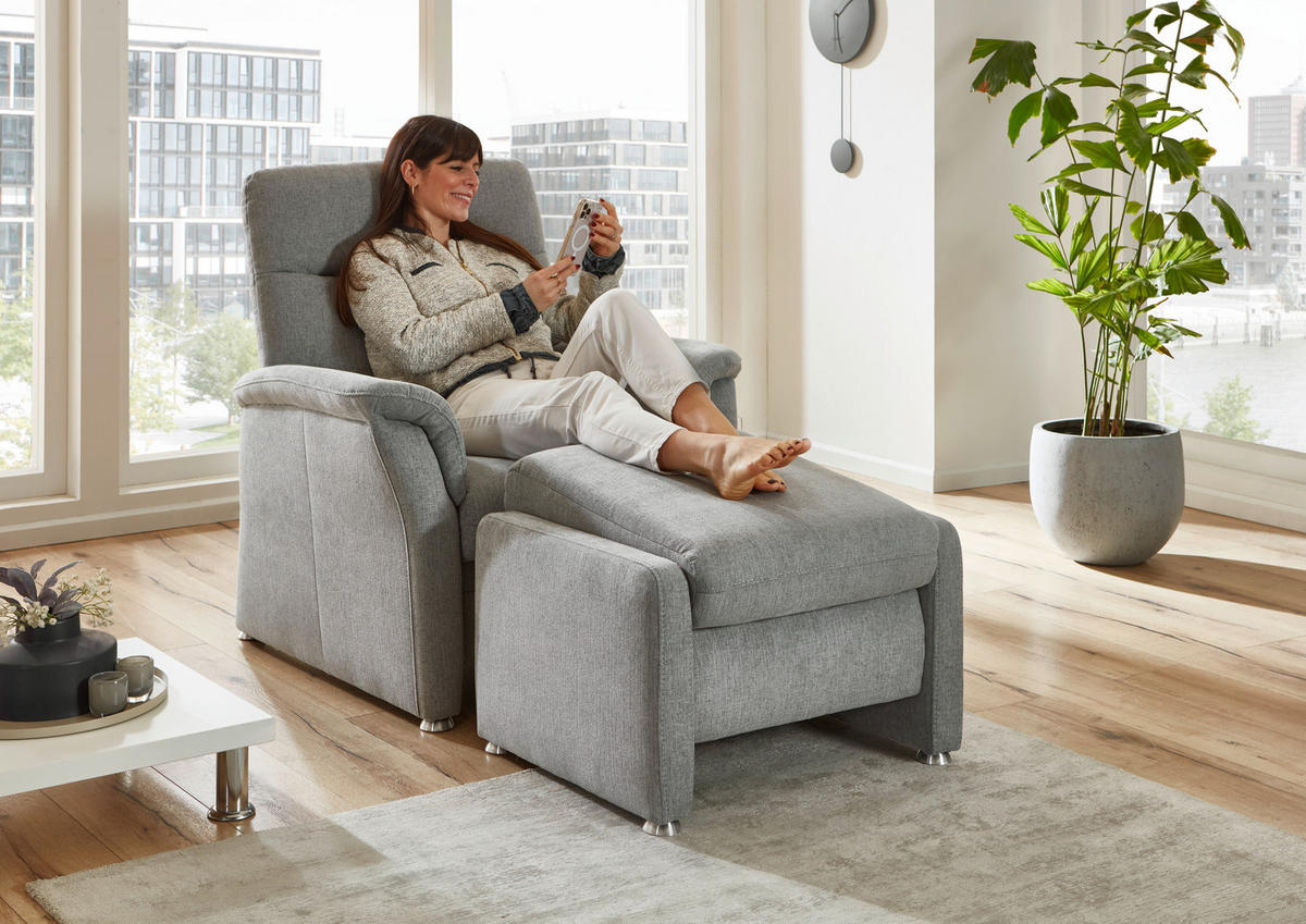 SESSEL in Flachgewebe Grau  - Alufarben/Grau, KONVENTIONELL, Textil/Metall (90/100/89cm) - Beldomo Comfort