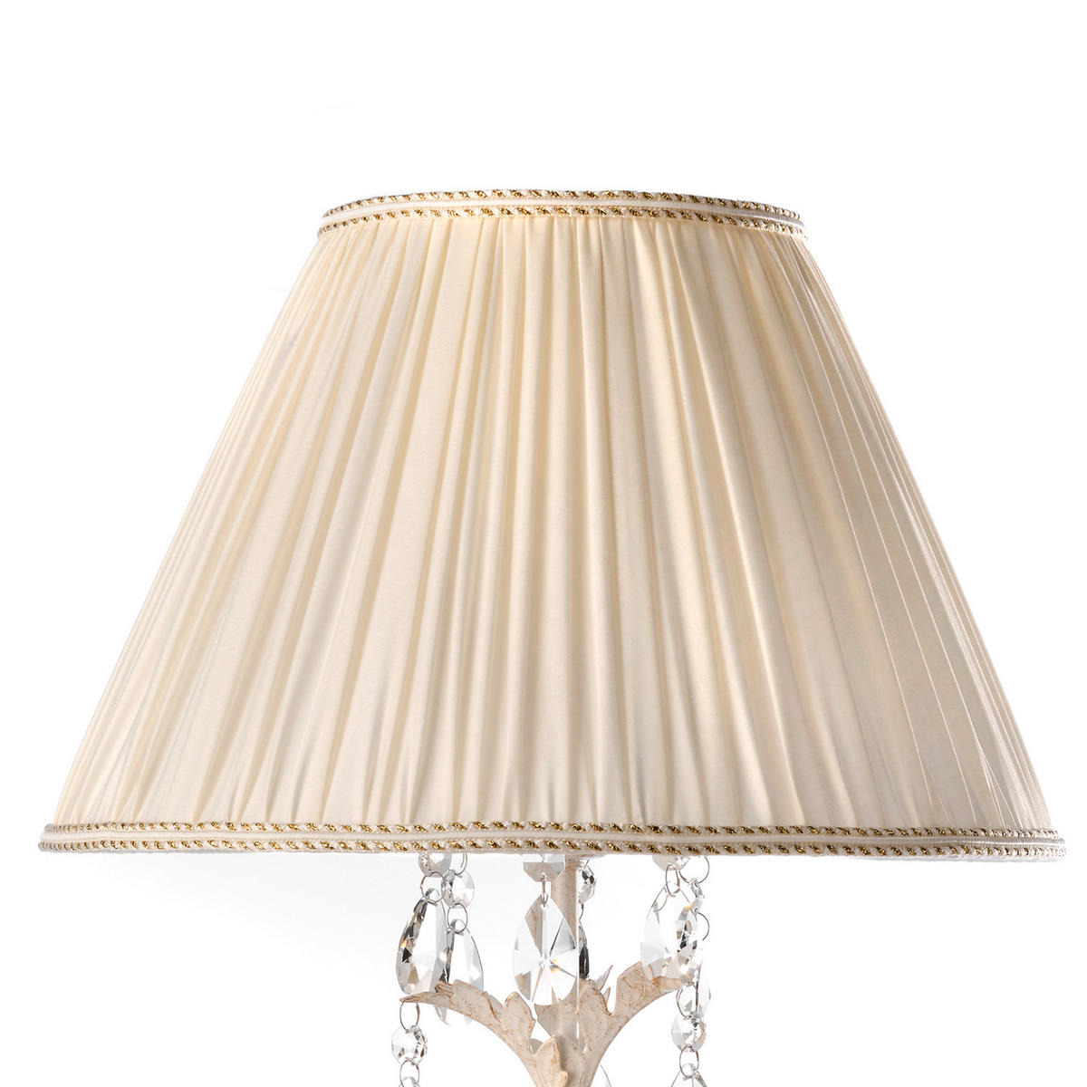 TISCHLEUCHTE 35/58 cm   - Weiß, ROMANTIK / LANDHAUS, Glas/Textil (35/58cm)