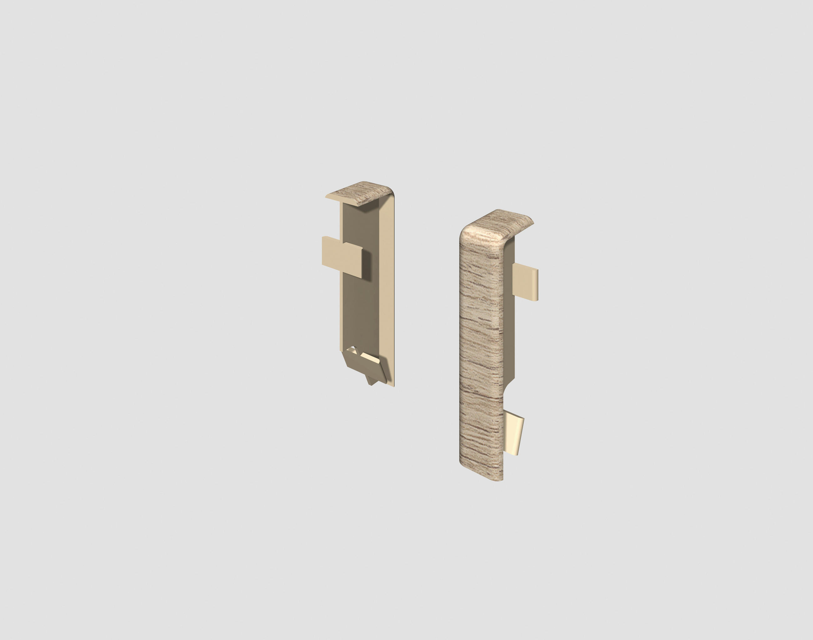 SOCKELLEISTENVERBINDUNGSSTÜCK - Eichefarben/Hellgrau, KONVENTIONELL, Kunststoff (1.6/1.2/5.9cm) - Egger Holzwerkstoffe