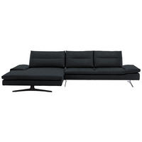 ECKSOFA in Echtleder Schwarz  158/342 cm  - Schwarz, MODERN, Leder/Metall (158/342cm) - Chilliano