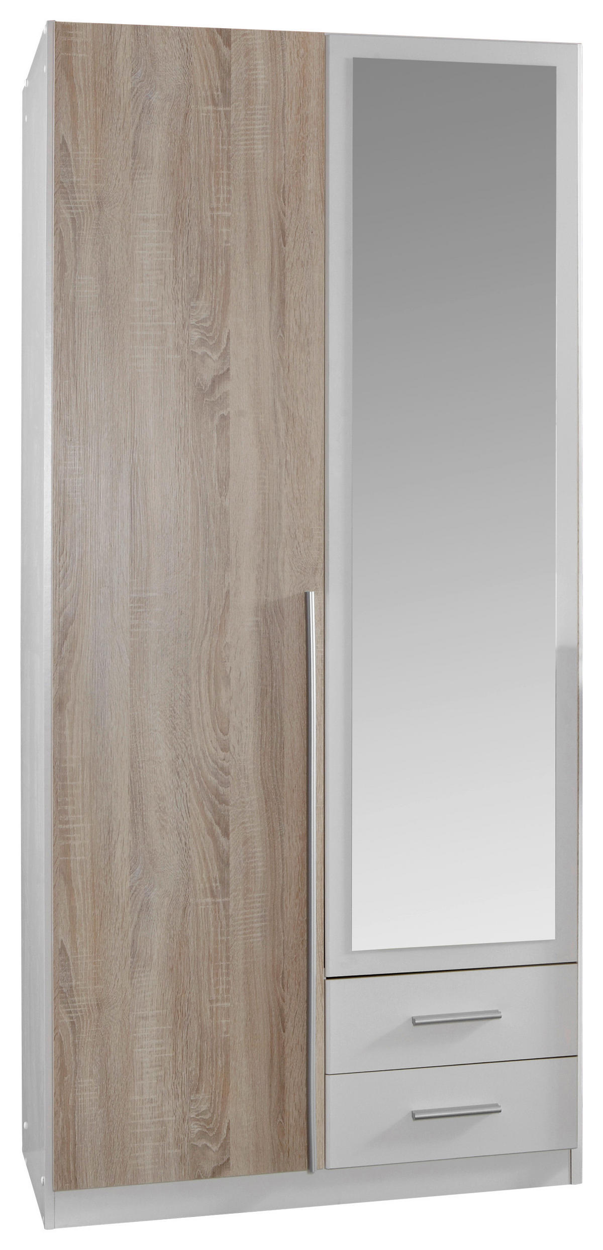 OMARA S KLASIČNIMI VRATI, bela, barve hrasta  - barve hrasta/bela, Design, umetna masa/steklo (90/198/56cm) - Carryhome