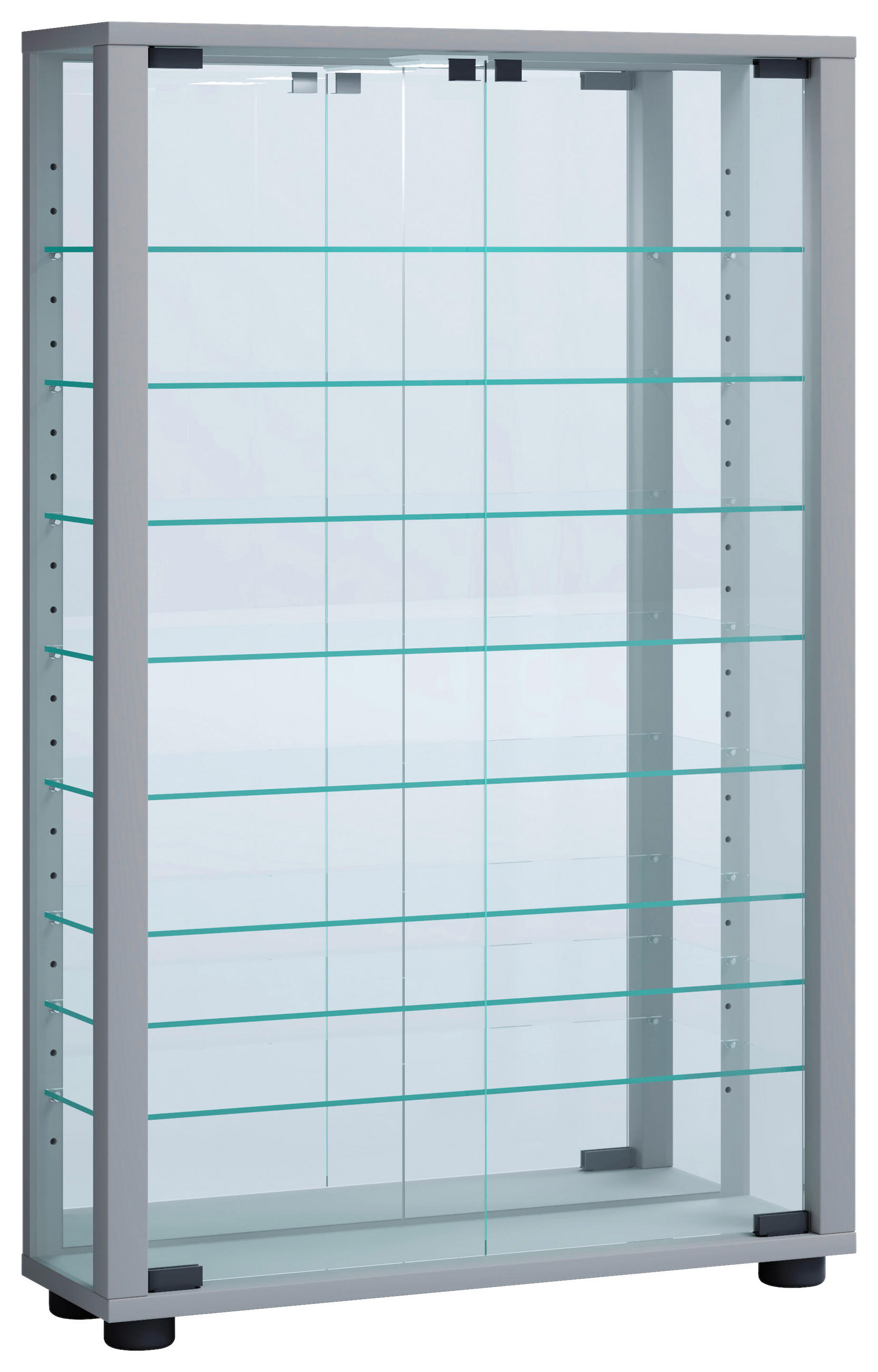 VITRINE in Silberfarben - Silberfarben/Schwarz, MODERN, Glas/Holzwerkstoff (59/91,3/18cm) - MID.YOU