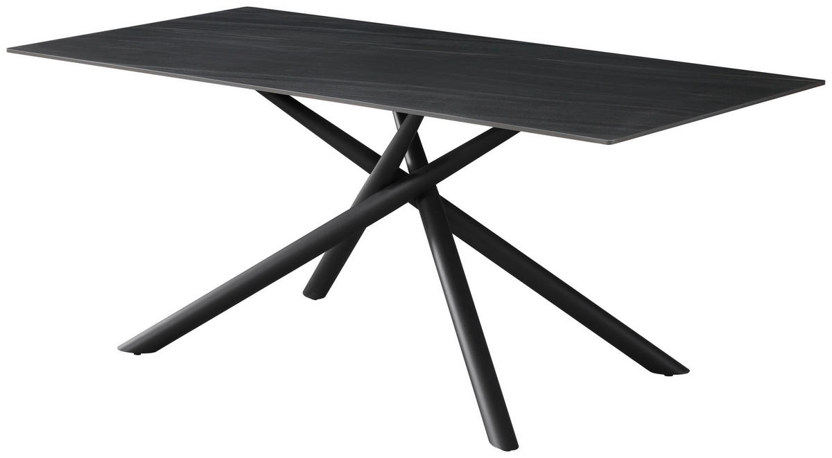 ESSTISCH rechteckig Dunkelgrau  - Dunkelgrau/Schwarz, MODERN, Stein/Metall (180/76/90cm) - MID.YOU