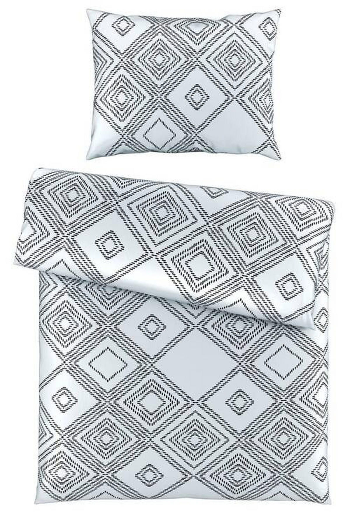 POSTEĽNÁ BIELIZEŇ, satén, čierna, biela, 140/200 cm - čierna/biela, Design, textil (140/200cm) - Novel