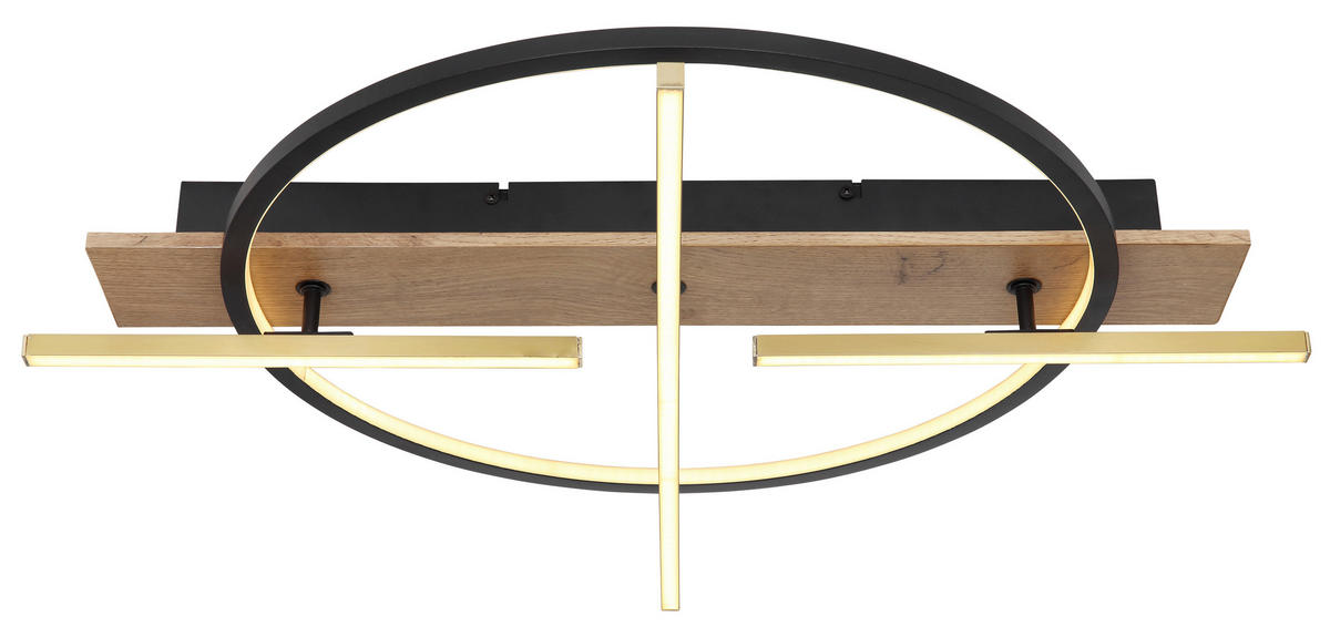 LED-DECKENLEUCHTE 44 W    70/60/11,5 cm  - Dunkelbraun/Messingfarben, Design, Holzwerkstoff/Kunststoff (70/60/11,5cm) - Globo