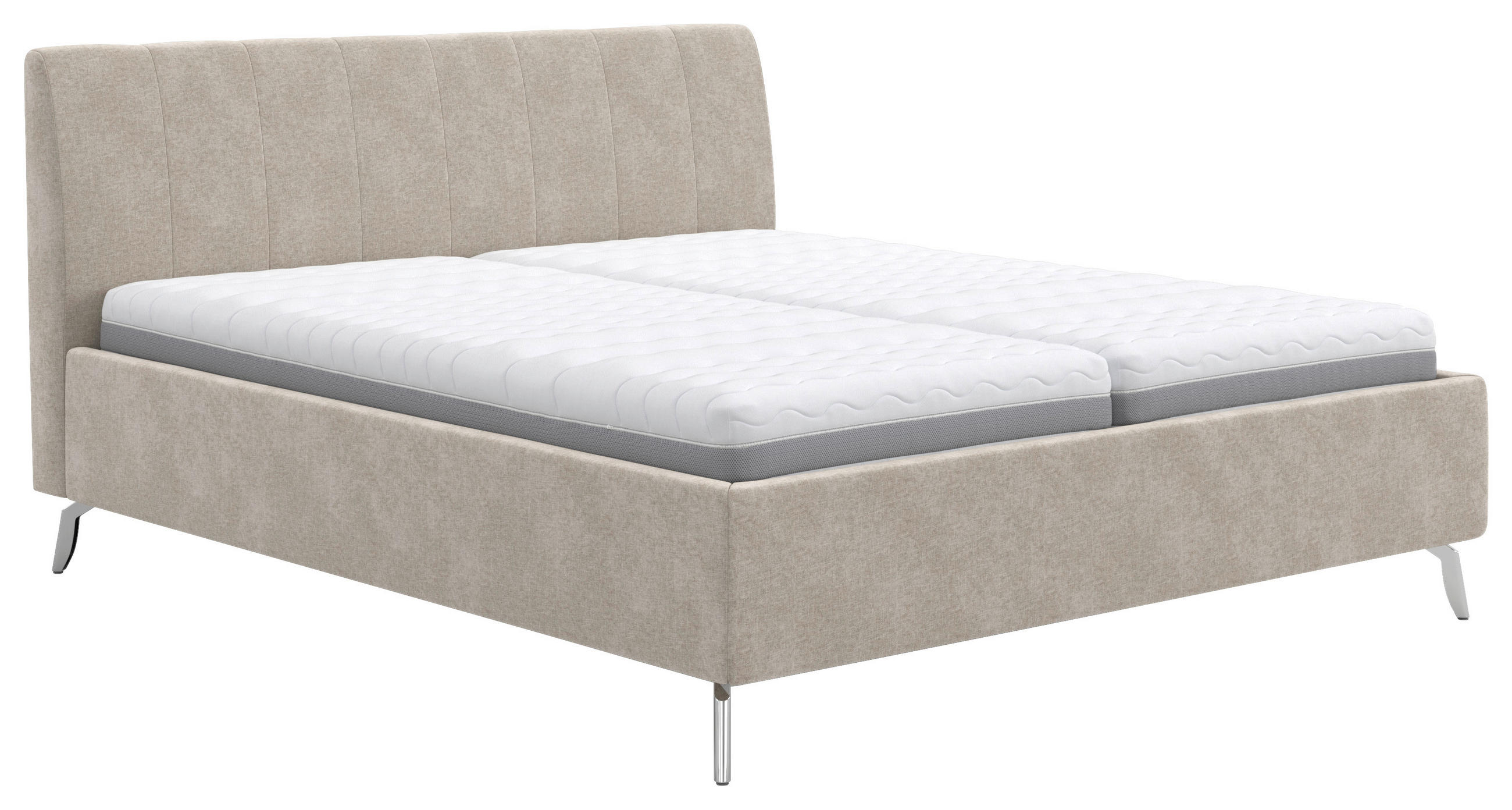 KÁRPITOZOTT ÁGY 180/200 cm  bézs  - bézs/fekete, Basics, faalapú anyag/textil (180/200cm) - Carryhome