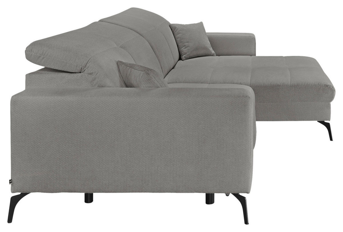 ECKSOFA Grau Webstoff  - Schwarz/Grau, KONVENTIONELL, Textil/Metall (285/180cm) - SetOne by Musterring