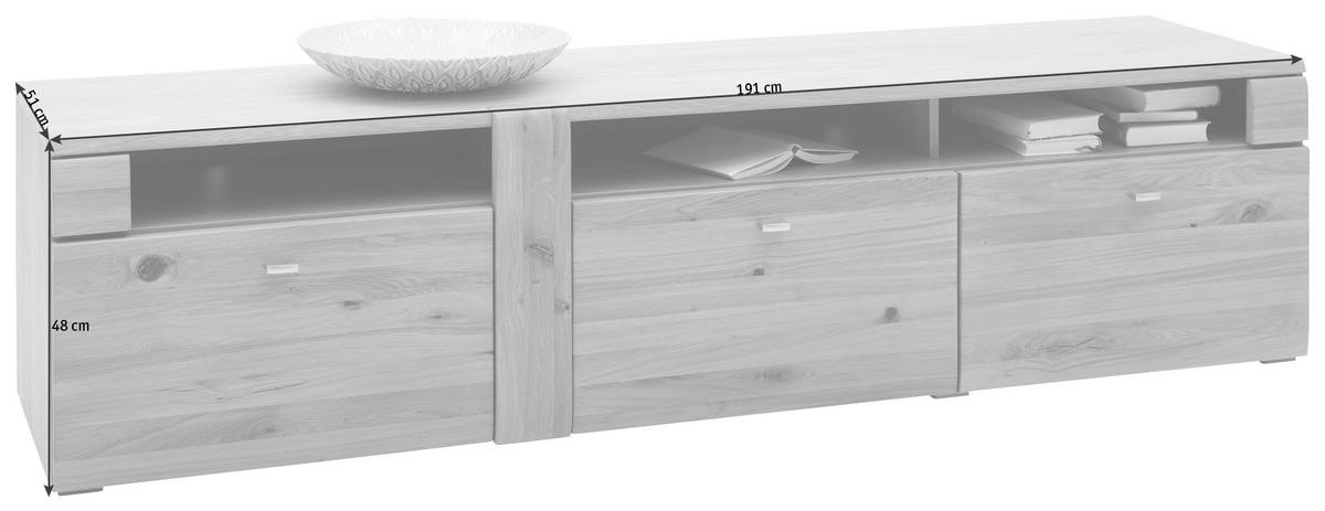 LOWBOARD Colorado  in 191/48/51 cm  - Eichefarben/Alufarben, Konventionell, Holz/Holzwerkstoff (191/48/51cm) - Voleo