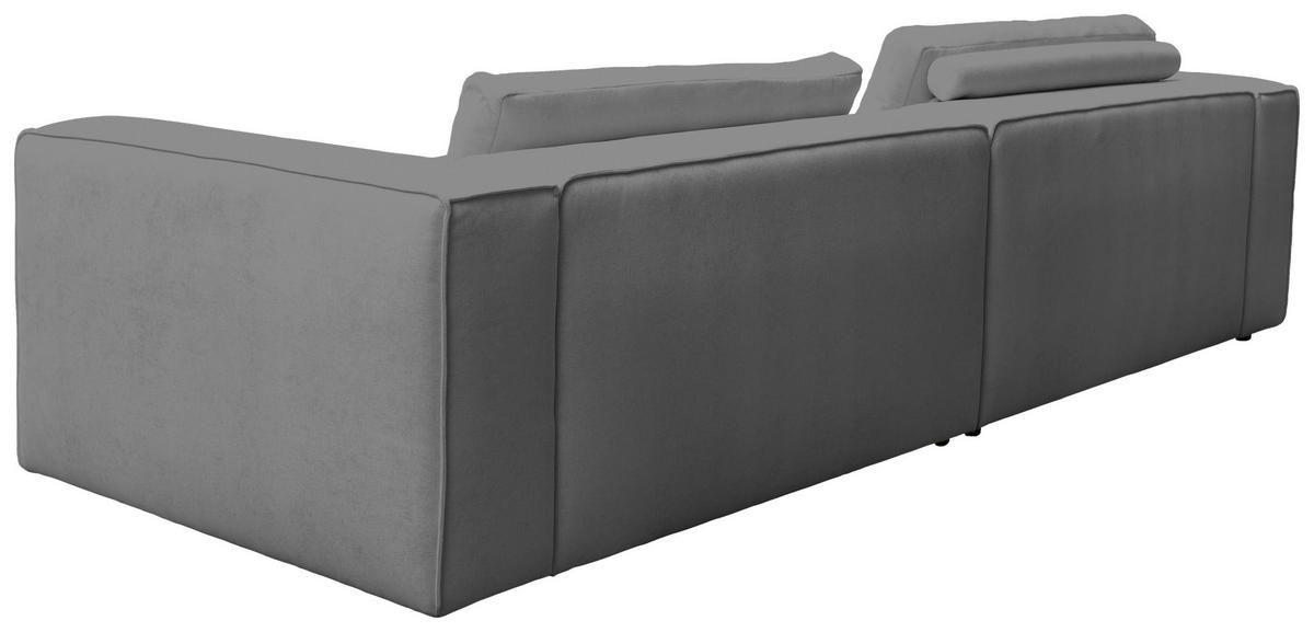 ECKSOFA Grau Chenille Rücken echt  - Schwarz/Grau, MODERN, Kunststoff/Textil (185/296cm) - Hom`in