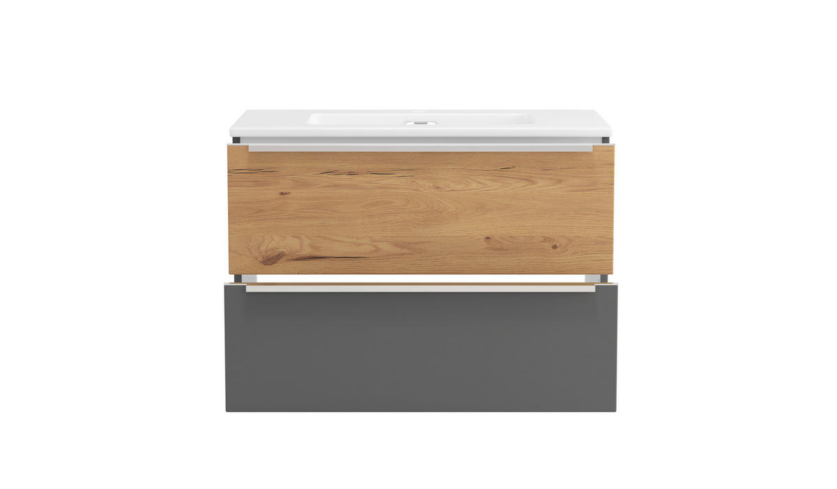 BADEZIMMER 2-teilig  in  - Wildeiche/Edelstahlfarben, Trend, Glas/Holzwerkstoff (80/200/47cm) - Held