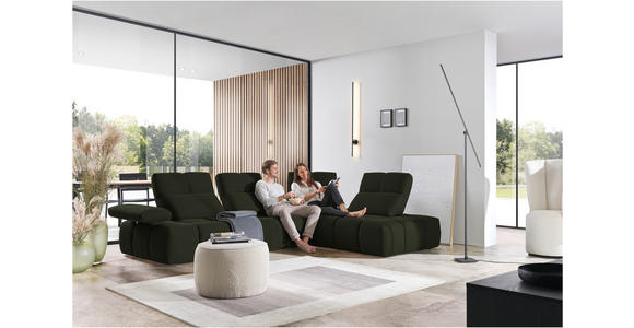 ECKSOFA in Struktur Olivgrün 313/233 cm - Schwarz/Olivgrün, Design, Kunststoff/Textil (313/233cm) - Emilio Belluti
