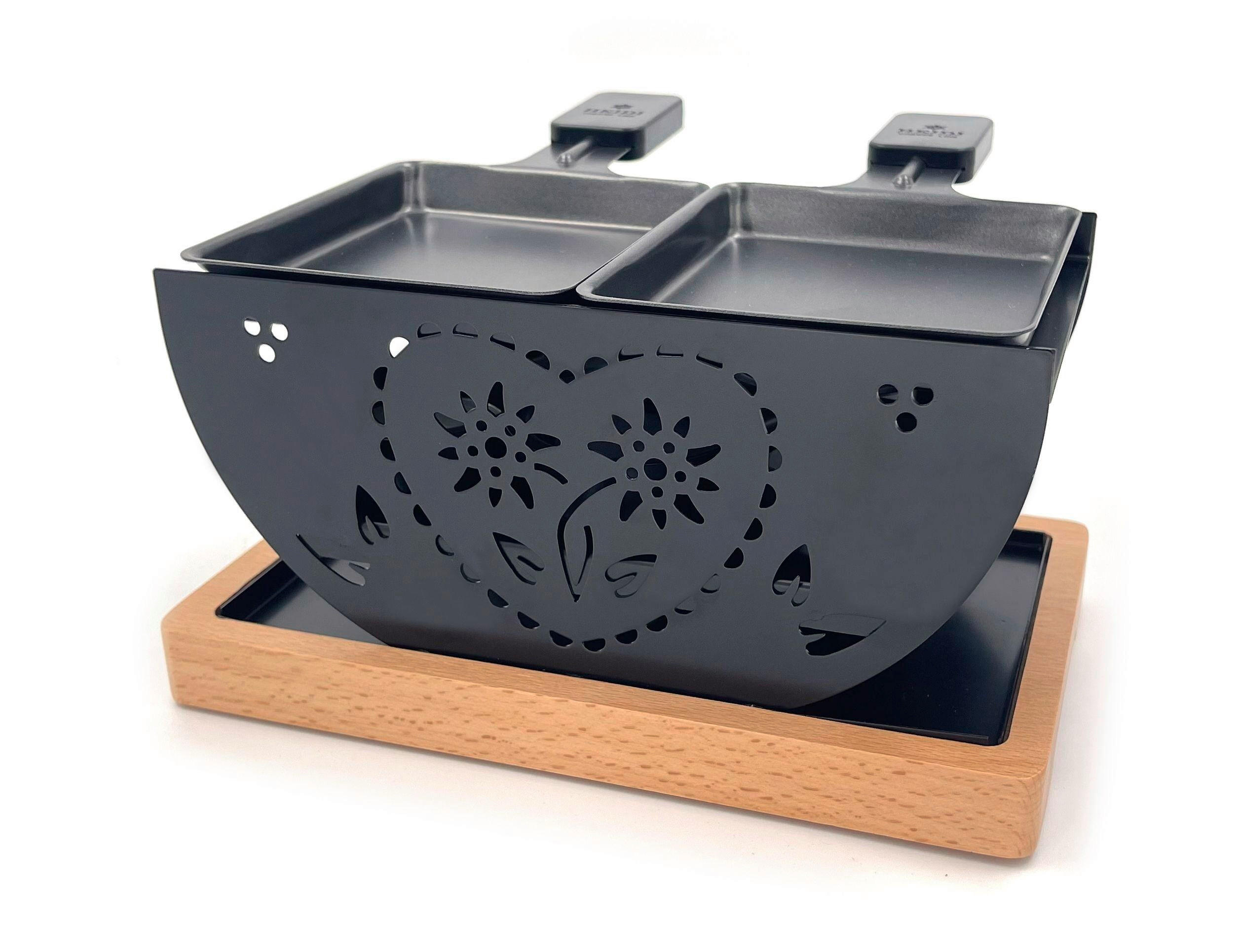 RACLETTE-GRILL Heidi Cheese Line: Folk Duo  - Hellbraun/Schwarz, Basics, Holz/Metall (22,00/14/11cm) - Heidi Cheese Line