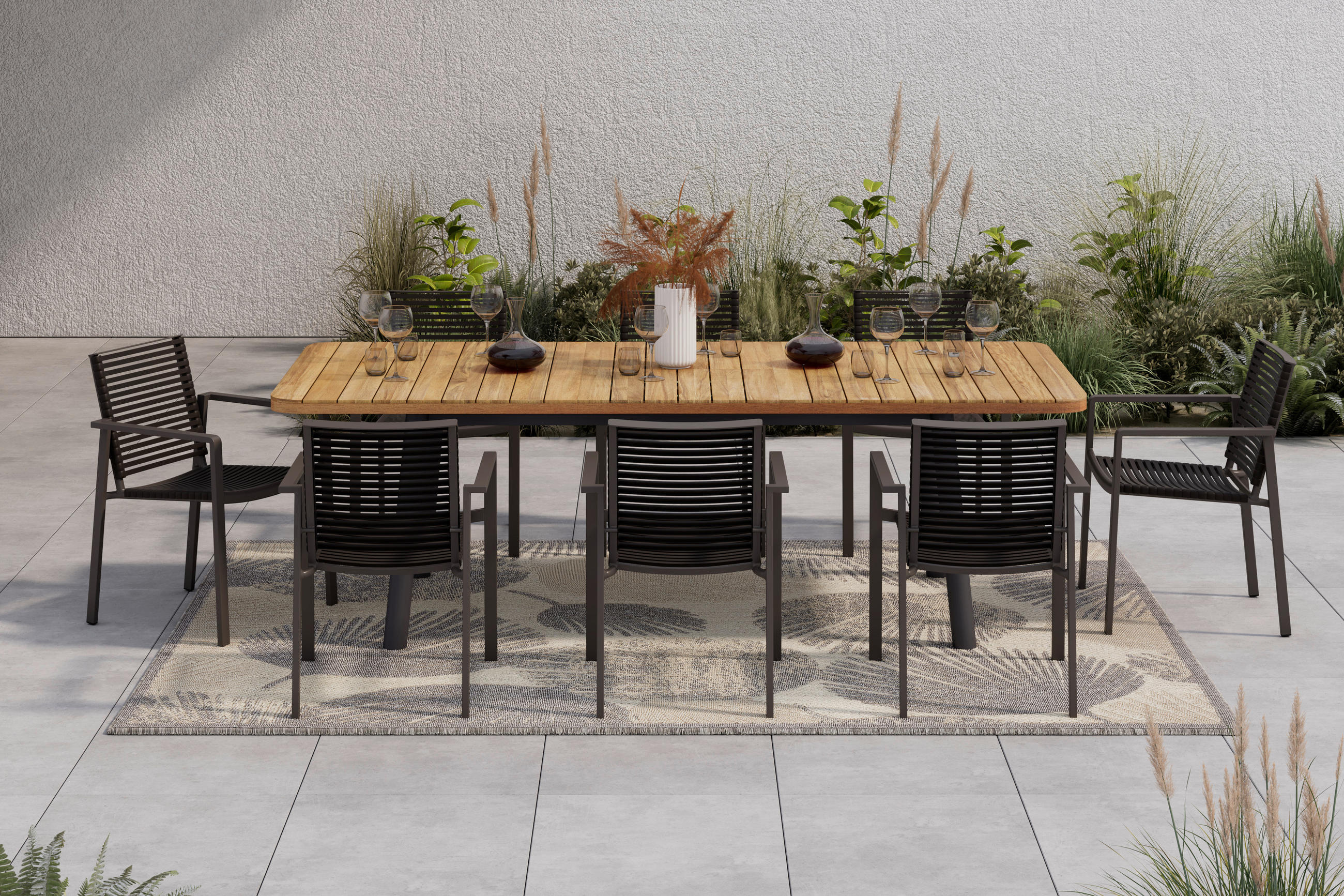 GARTENTISCH Holz, Metall rechteckig  - Akaziefarben, MODERN, Holz/Metall (100/75/180/240cm) - Ambia Garden