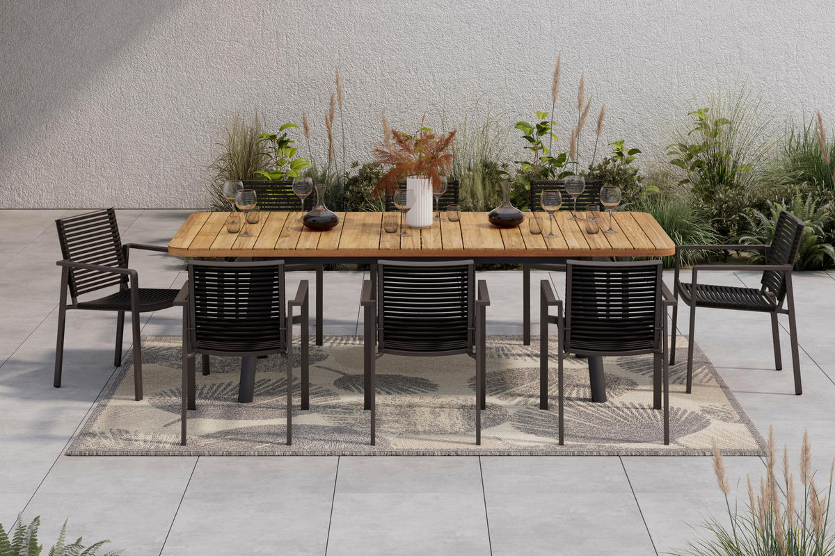 GARTENTISCH Holz, Metall  - Akaziefarben, Modern, Holz/Metall (100/75/180/240cm) - Ambia Garden