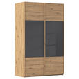 SCHWEBETÜRENSCHRANK 137/223/68 cm 2-türig Schwarz, Eiche Artisan  - Eichefarben/Schwarz, Design, Glas/Holzwerkstoff (137/223/68cm) - Xora