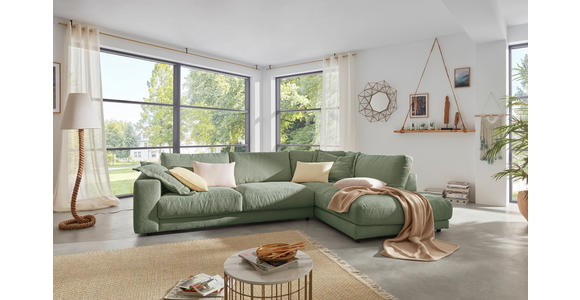 ECKSOFA  in Cord Dunkelgrün  325/224 cm  - Dunkelgrün/Schwarz, Design, Kunststoff/Textil (325/224cm) - Hom`in