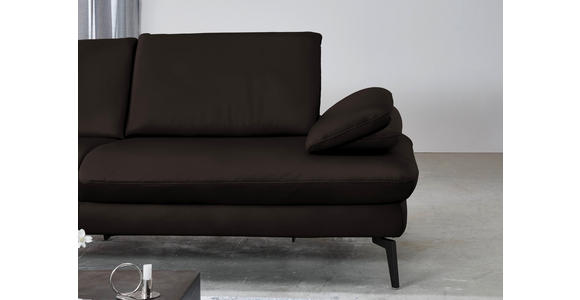 ECKSOFA in Echtleder Dunkelbraun  - Dunkelbraun/Schwarz, Design, Leder/Metall (157/325cm) - Dieter Knoll