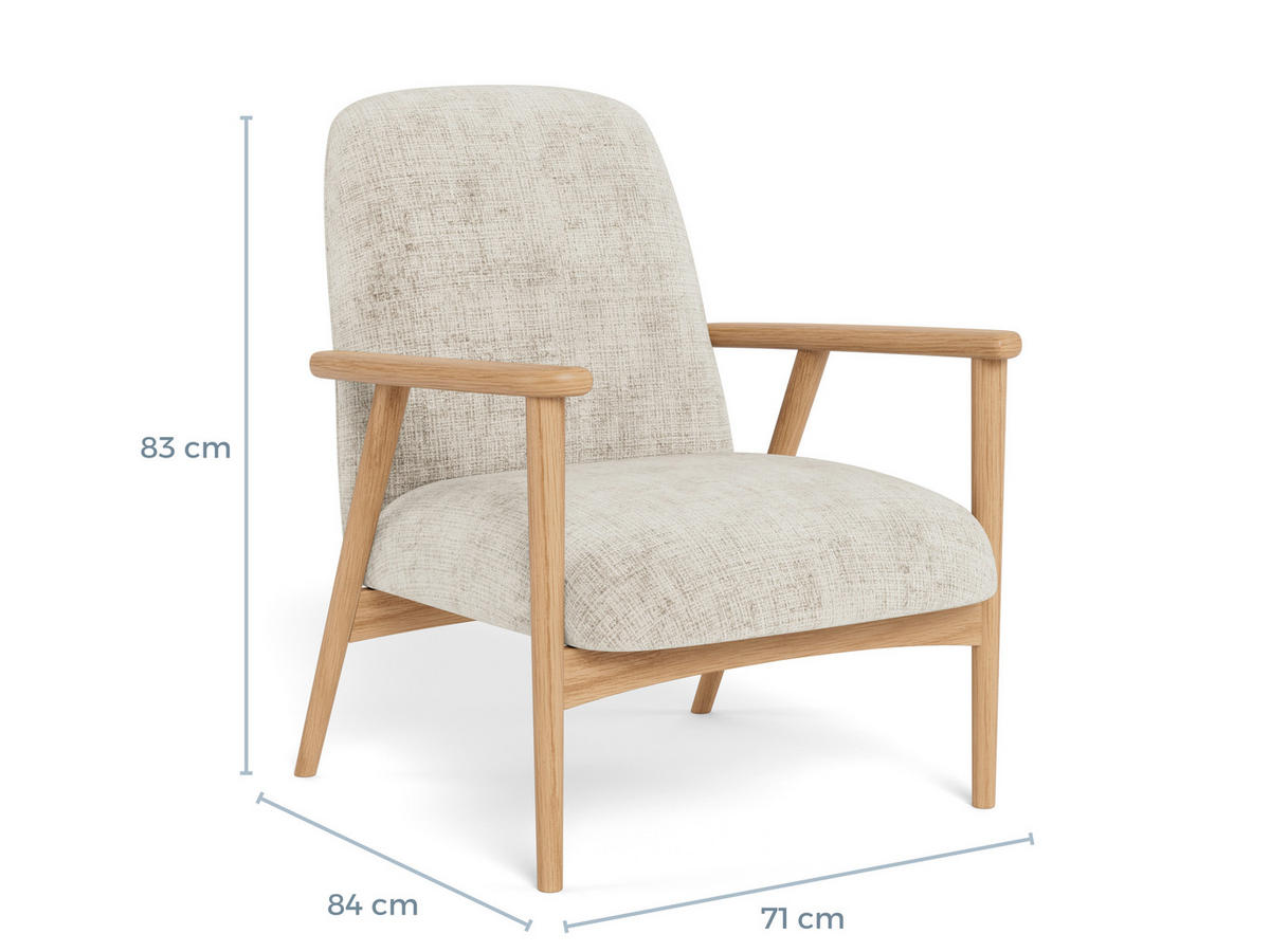 SESSEL in Chenille Beige  - Eichefarben/Beige, MODERN, Holz/Textil (71/83/84cm) - Livetastic