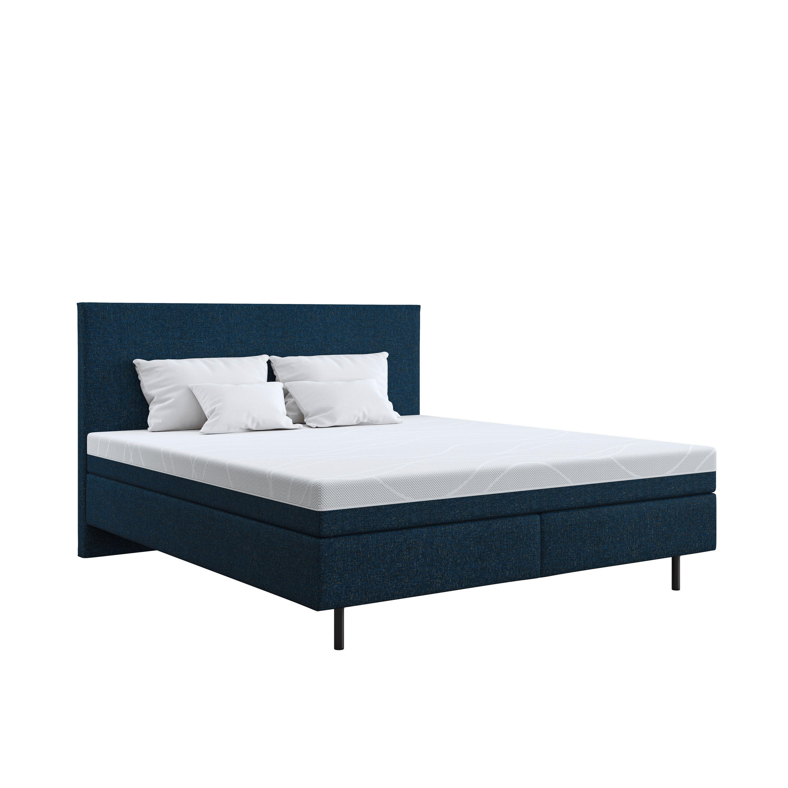 BOXSPRINGBETT 180/200 cm  in Blau  - Blau/Schwarz, Basics, Textil/Metall (180/200cm) - Schlaraffia