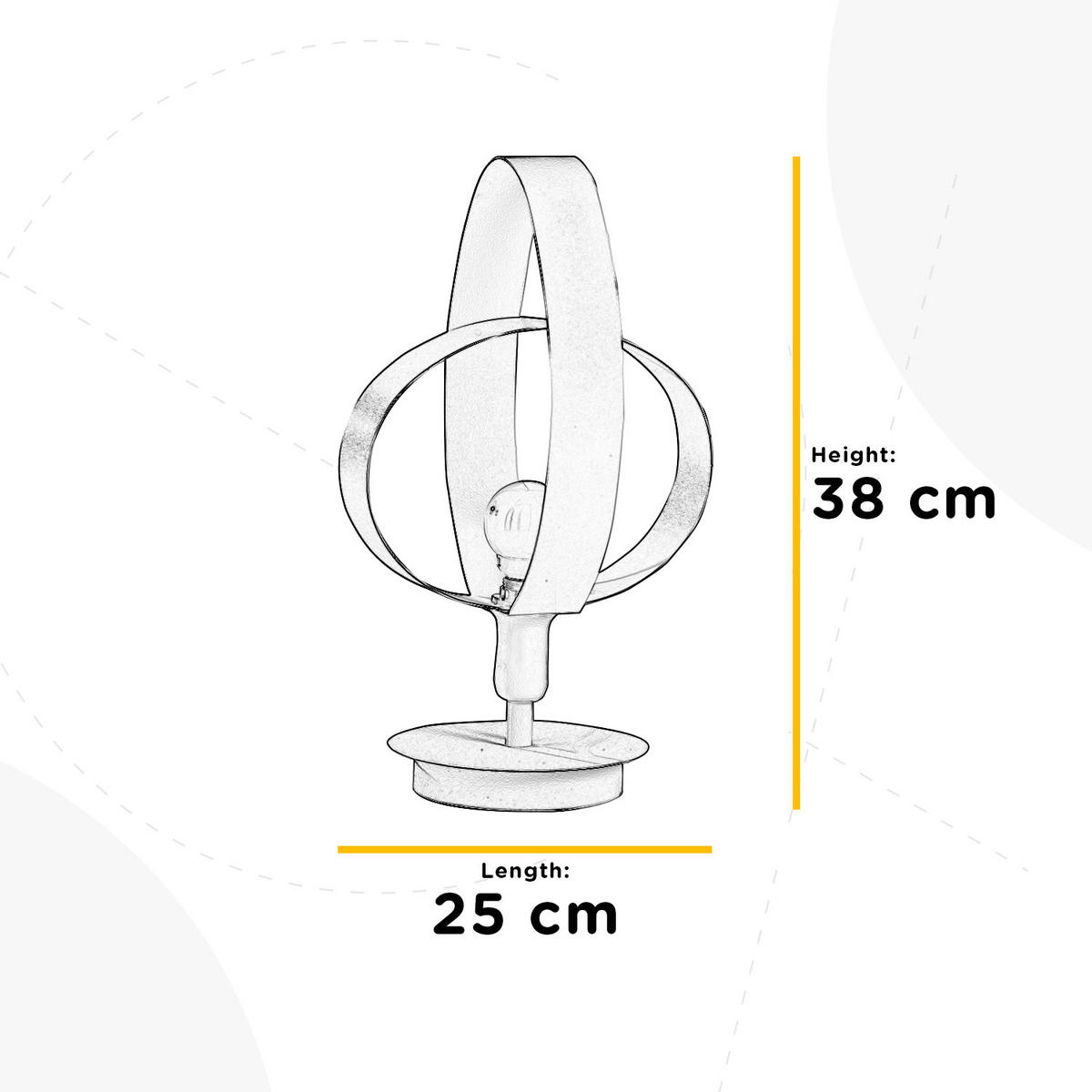 TISCHLEUCHTE 25/38 cm   - Weiß, Design, Metall (25/38cm)