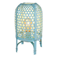 TISCHLEUCHTE 22/37 cm   - Blau, Natur, Naturmaterialien/Metall (22/37cm) - Globo