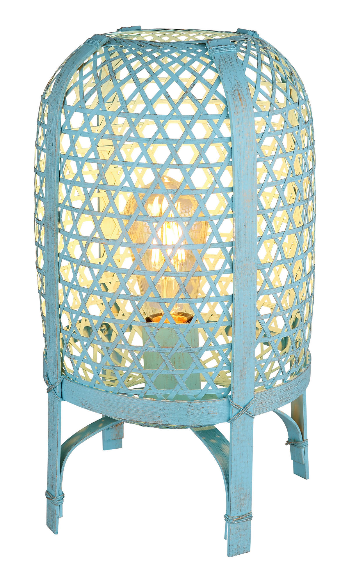 TISCHLEUCHTE 22/37 cm   - Blau, Natur, Naturmaterialien/Metall (22/37cm) - Globo