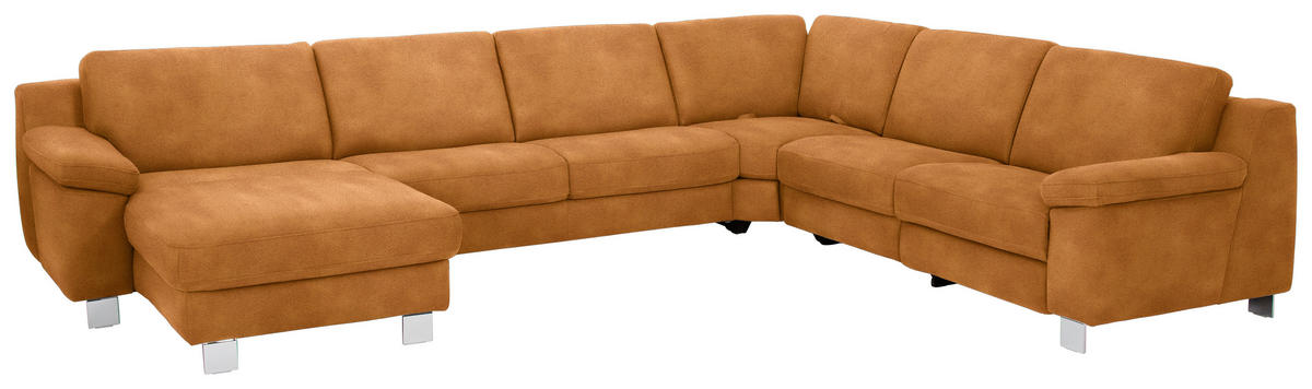 WOHNLANDSCHAFT in Mikrofaser Currygelb  - Chromfarben/Currygelb, Design, Textil/Metall (166/364/278cm) - Valdera
