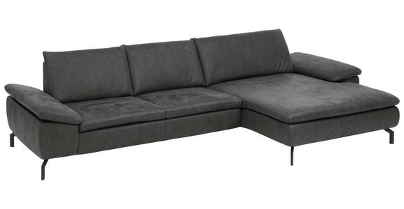 ECKSOFA Anthrazit Mikrofaser  - Anthrazit/Schwarz, Design, Textil/Metall (341/181cm) - Dieter Knoll