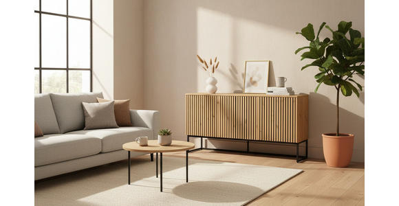 SIDEBOARD Bueno 160/80/40 cm  - Schwarz/Eiche Artisan, MODERN, Holzwerkstoff/Metall (160/80/40cm) - Xora
