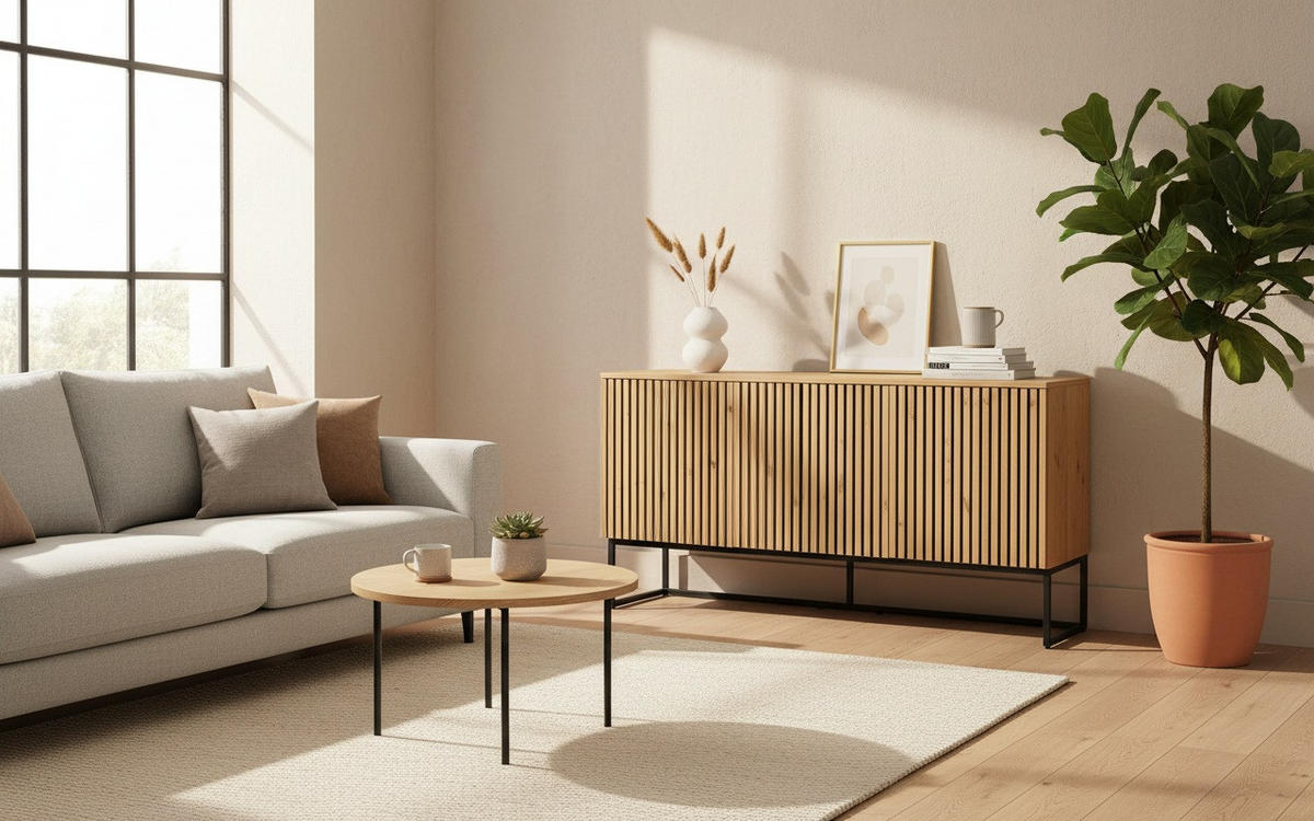 SIDEBOARD Bueno 160/80/40 cm  - Schwarz/Eiche Artisan, MODERN, Holzwerkstoff/Metall (160/80/40cm) - Xora