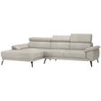 ECKSOFA in Velours Beige  - Beige/Schwarz, Design, Textil/Metall (187/295cm) - Novel