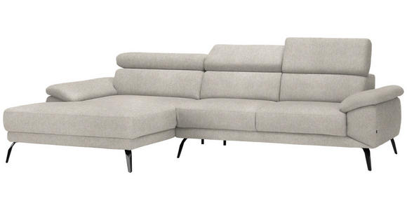 ECKSOFA Beige Velours - Beige/Schwarz, Design, Textil/Metall (187/295cm) - Novel