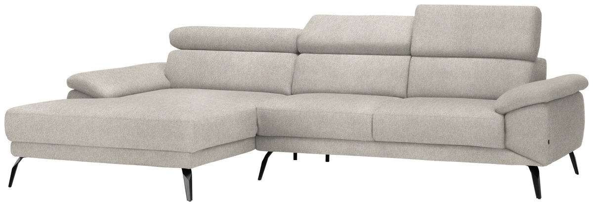 ECKSOFA in Velours Beige  - Beige/Schwarz, Design, Textil/Metall (187/295cm) - Novel