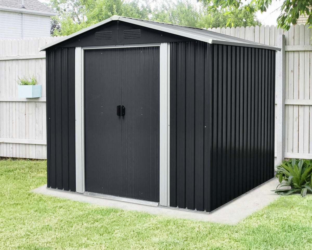 GERÄTEHAUS 301/214/174 cm  - Anthrazit/Weiß, Basics, Metall (301/214/174cm)