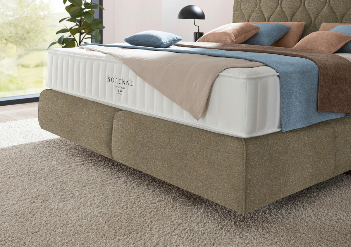 BOXSPRINGBETT 160/200 cm  in Beige  - Beige/Schwarz, Design, Kunststoff/Textil (160/200cm) - Johann Jakob