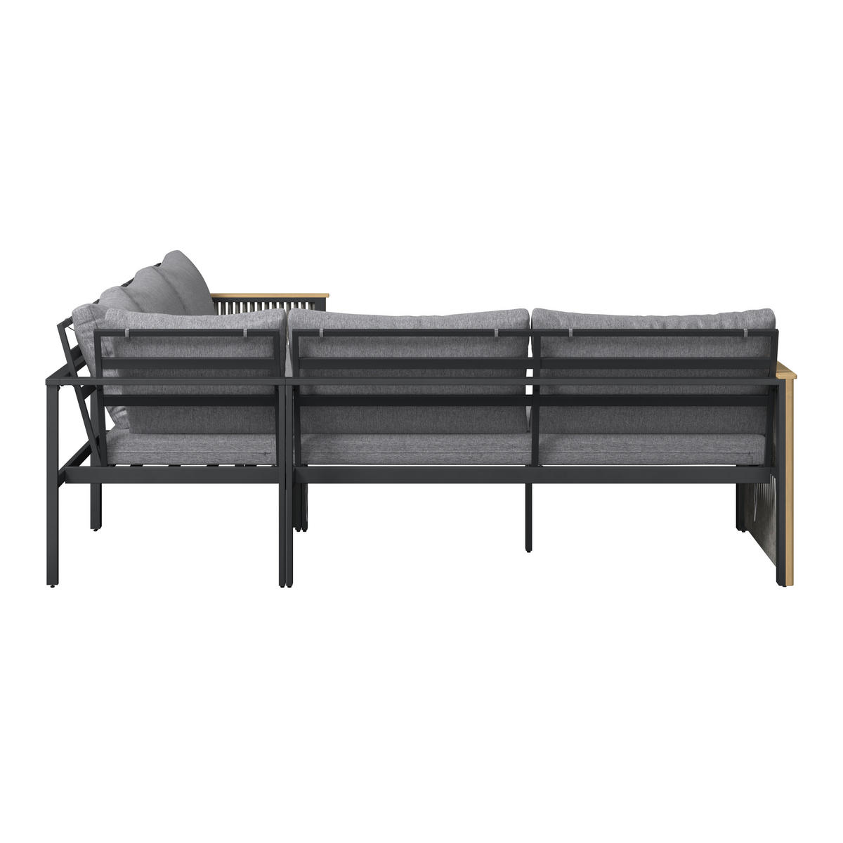 VRTNA GARNITURA   drvo, metal, tekstil  antracit, siva, boje tikovine  - boje tikovine/siva, Design, drvo/metal (230/230cm) - Ambia Garden