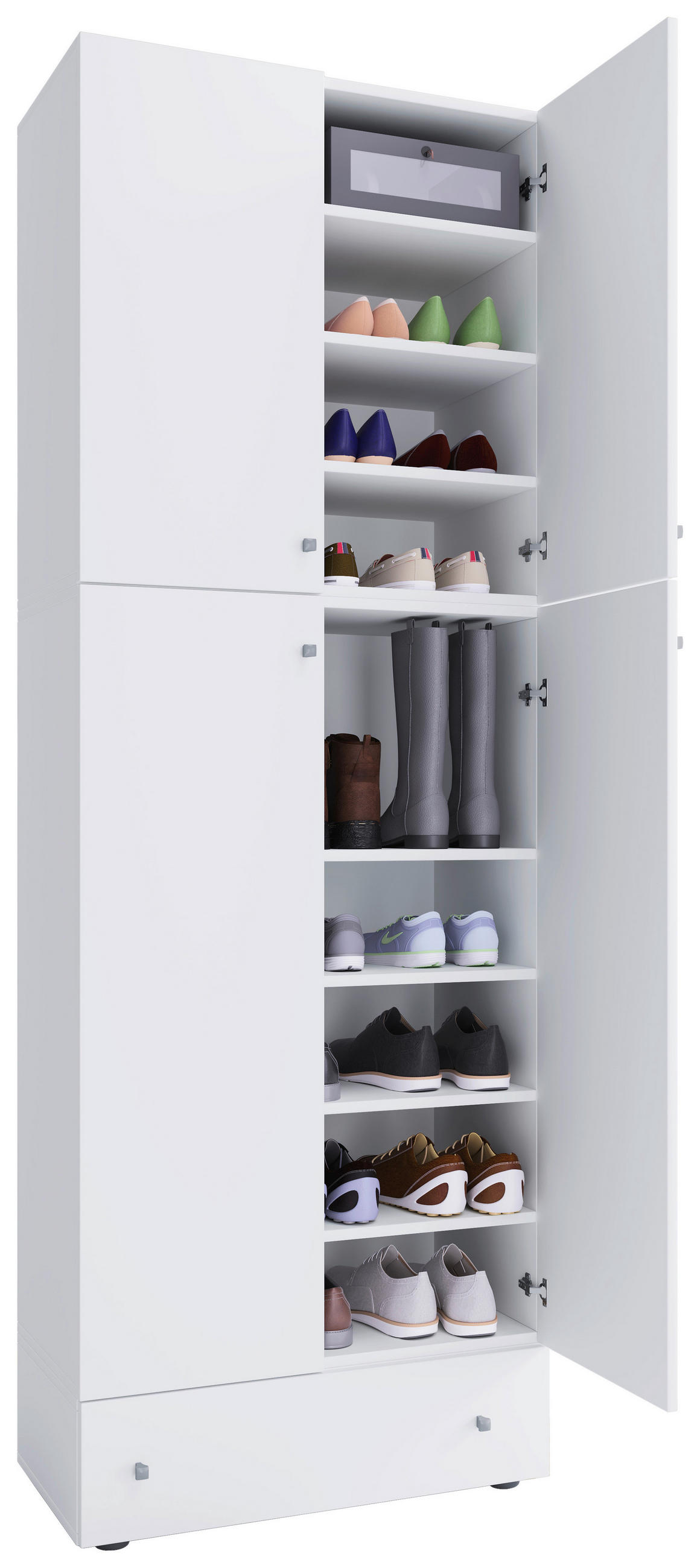 SCHUHSCHRANK 70/200/39 cm  - Schwarz/Weiß, MODERN, Holzwerkstoff/Kunststoff (70/200/39cm) - MID.YOU