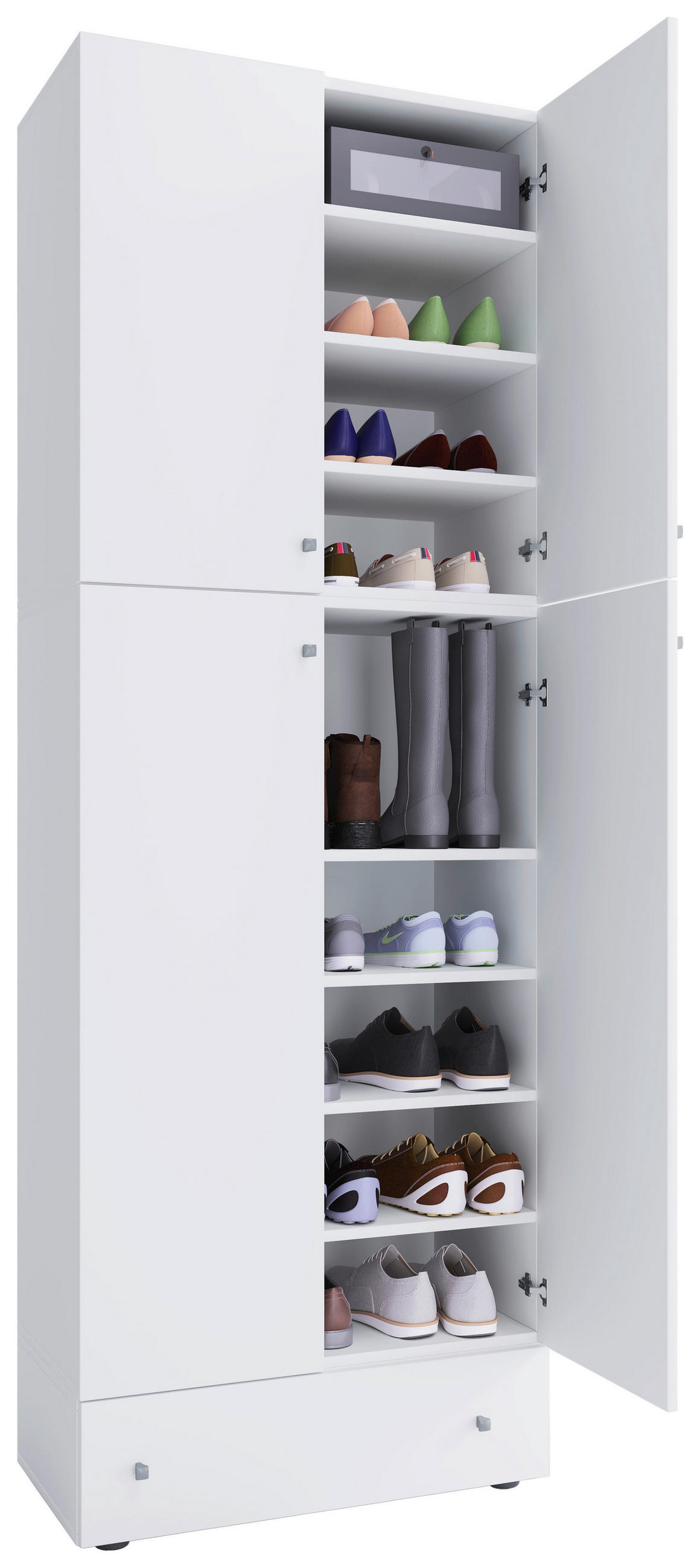 SCHUHSCHRANK Weiß  - Schwarz/Weiß, MODERN, Holzwerkstoff/Kunststoff (70/200/39cm) - MID.YOU