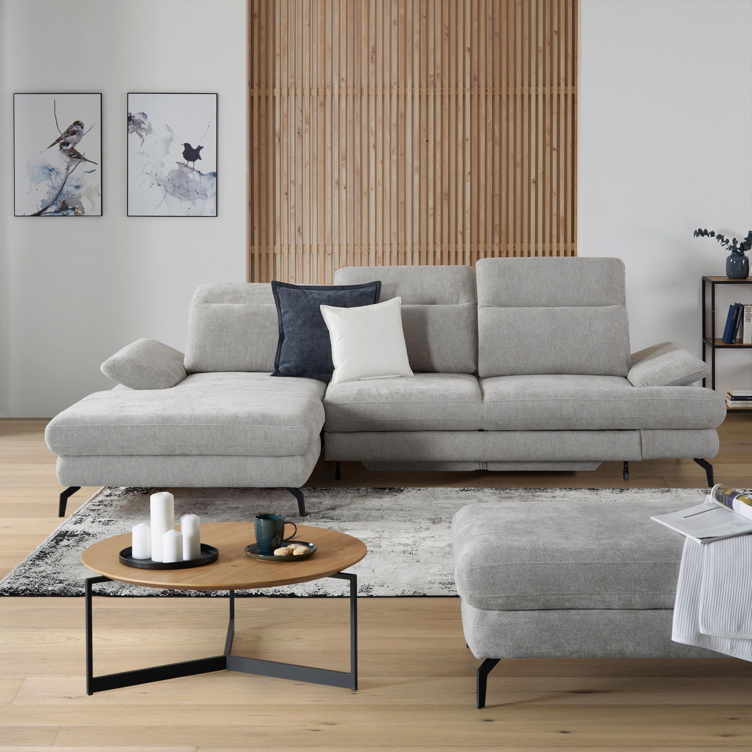 HÖRNSOFFA i velour ljusgrå  - ljusgrå/svart, Design, metall/textil (184/288cm) - Best Price