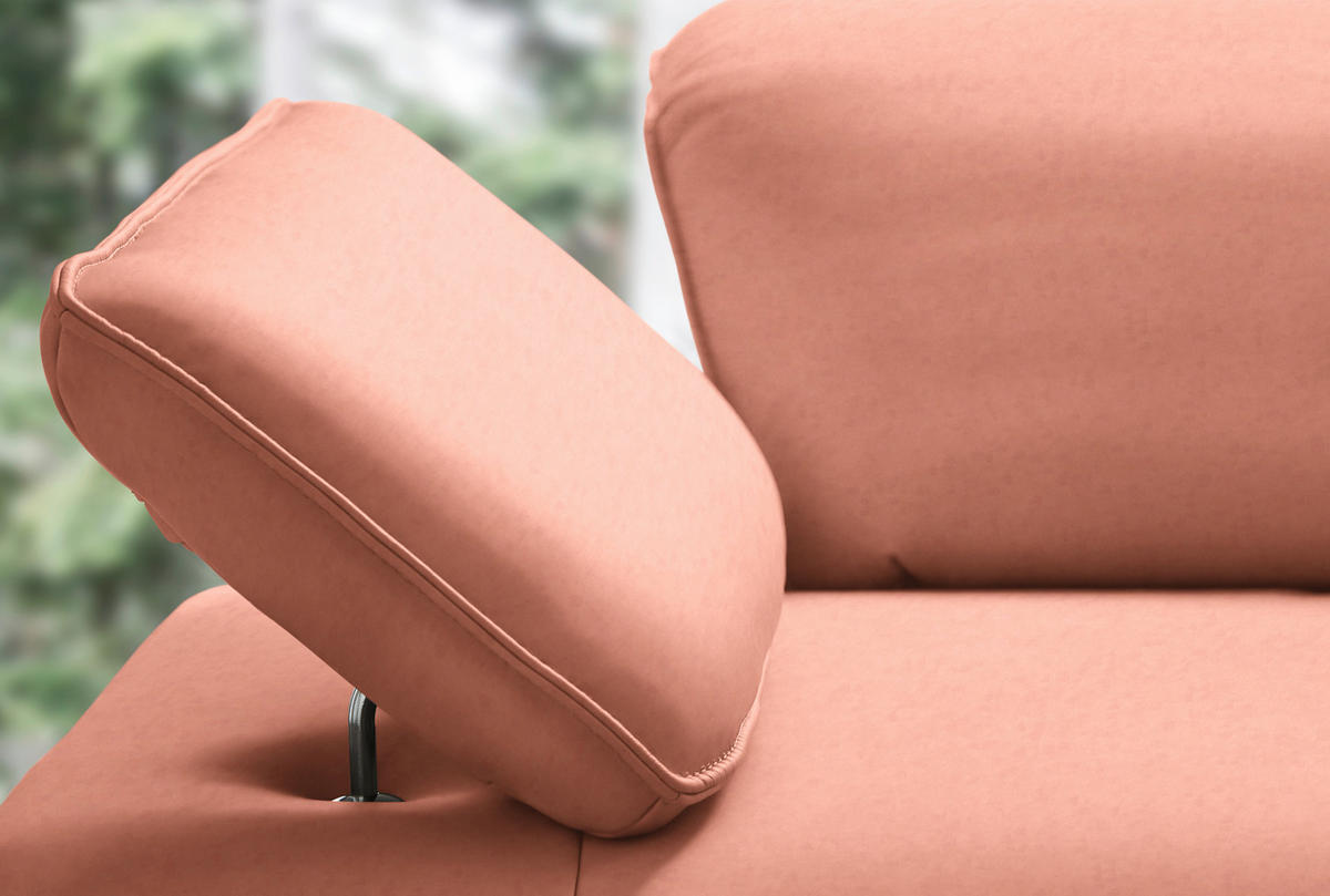 ECKSOFA Echtleder Lachsfarben  - Anthrazit/Lachsfarben, Design, Leder/Metall (290/230cm) - Johann Jakob