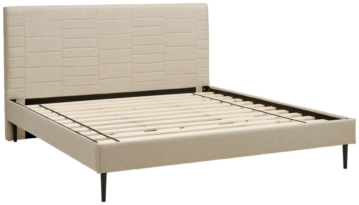 KÁRPITOZOTT ÁGY 180/200 cm  bézs  - bézs/natúr színű, Modern, textil/fa (180/200cm) - Livetastic