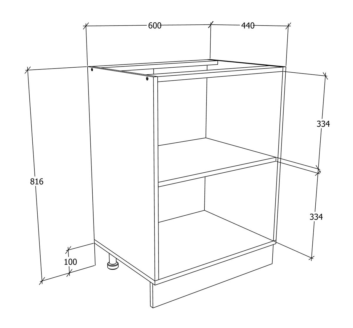 KÜCHENUNTERSCHRANK 60/82/46 cm  in Weiss, Sonoma Eiche  - Weiss/Alufarben, Konventionell, Holzwerkstoff/Metall (60/82/46cm) - MID.YOU