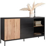 SIDEBOARD  in 153,6/83/38 cm  - Eiche Wotan/Schwarz, KONVENTIONELL, Glas/Holzwerkstoff (153,6/83/38cm) - Xora