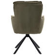 ARMLEHNSTUHL  Stoffauswahl, Sitzfläche 180° drehbar Cord  - Schwarz/Olivgrün, Design, Textil/Metall (62/95/67cm) - Novel