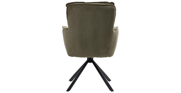ARMLEHNSTUHL  Stoffauswahl, Sitzfläche 180° drehbar Cord  - Schwarz/Olivgrün, Design, Textil/Metall (62/95/67cm) - Novel