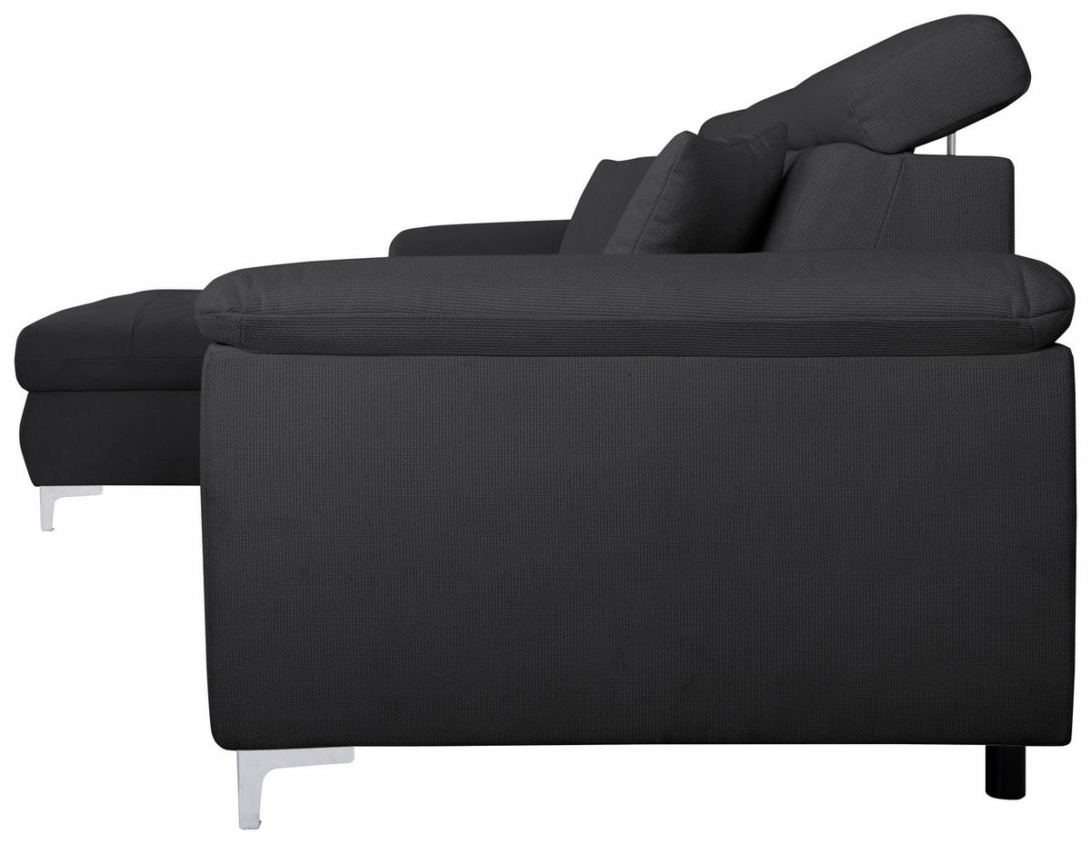 ECKSOFA in Flachgewebe Dunkelgrau  - Chromfarben/Dunkelgrau, Konventionell, Textil/Metall (175/268cm) - Carryhome